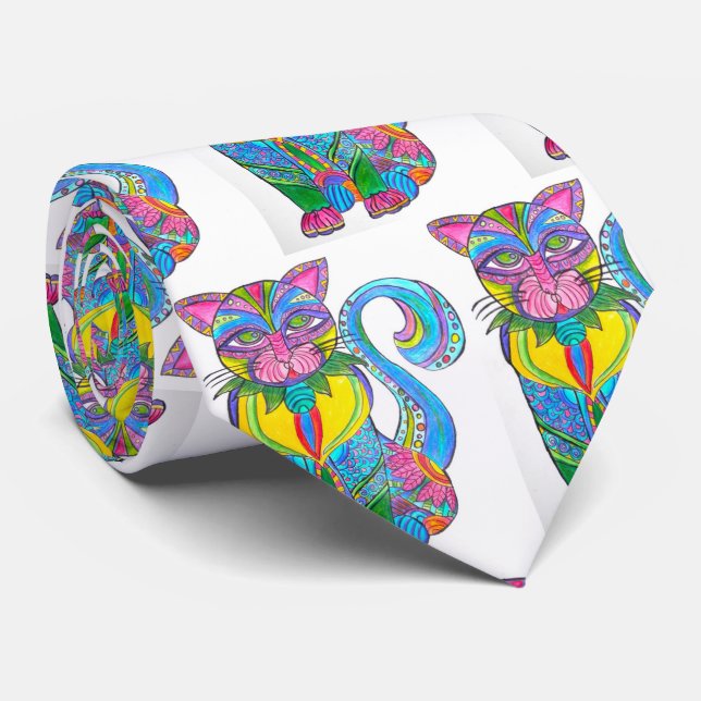 074 - Alebrije Cat Tie Slips (Rullad)