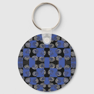 083 blommor på schackbrädet Blue_Panel.ai Nyckelring