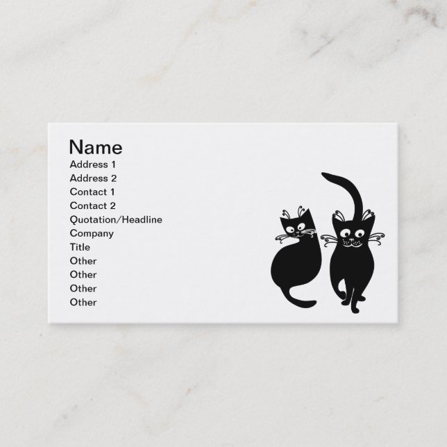 092 OCH 081 BLACK TECKNAD CATS PETS ANIMALS BLACK VISITKORT (Framsida)