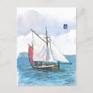 (093) Leenan Head Sailboat Vykort