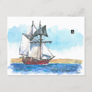 (096) Atyla Schooner Sailcraft Vykort