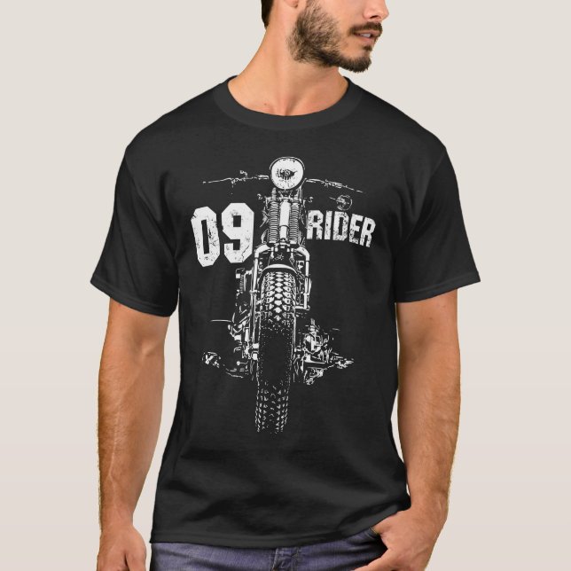 09 Ryttare Motorcykel Biker Grafisk T-Shirt (Framsida)