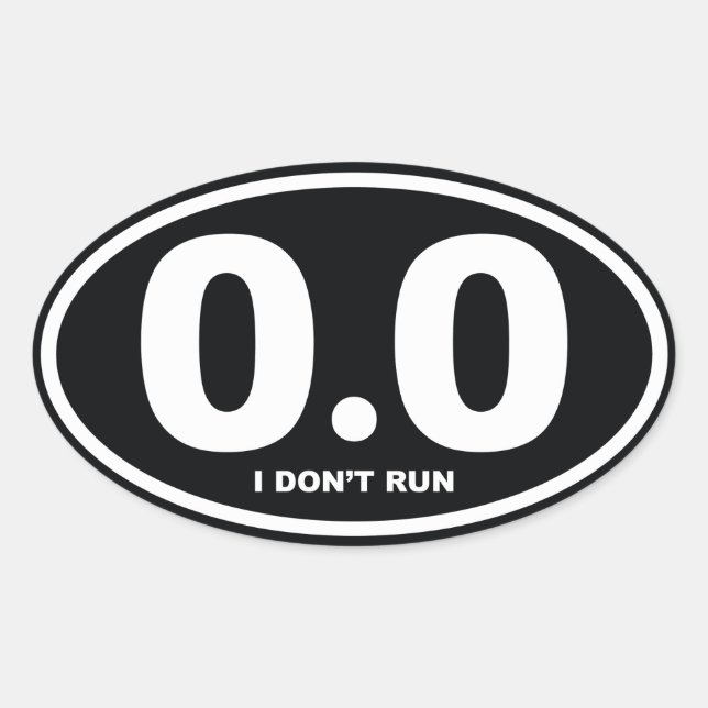 0,0 miles I inte Springa Ovalt Klistermärke (Framsida)