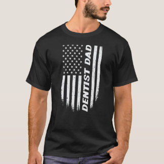 0 4 juli amerikansk flagga tandläkare pappa fäder  t shirt