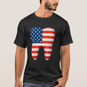 0 4 juli amerikanska tandvård tänder US Flagga pat T Shirt