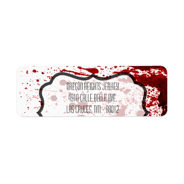0,75" x 2,25" Business Address Label Blood Splatte Returadress Etikett (Framsidan)