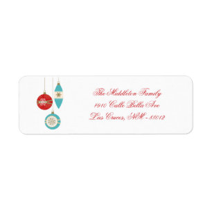 0,75" x 2,25" Jul - Ornament Returadress Labe Etikett