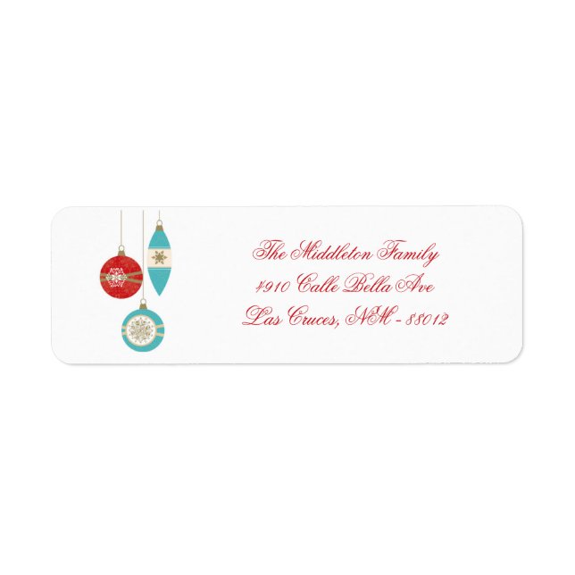 0,75" x 2,25" Jul - Ornament Returadress Labe Etikett (Framsidan)