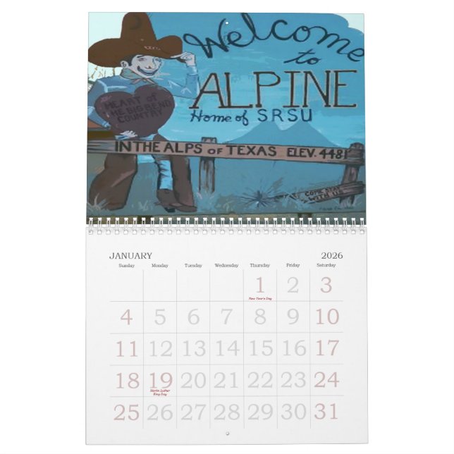 0-Alpine Texas 2010 kalender av den Texas (Jan 2026)