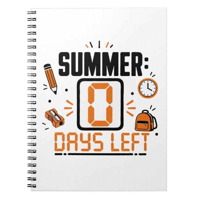 0 dagar kvar skoldagars nedräkning design anteckningsbok (Framsidan)