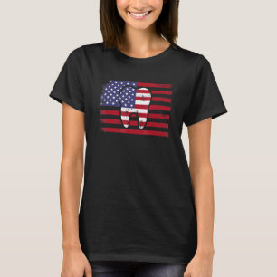 0 Distressed Tandläkare Amerikansk Flagga 4:e Juli T Shirt