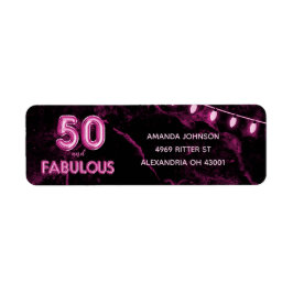 0 & Fabulous Rosa & Black 50:e födelsedagen Returadress Etikett