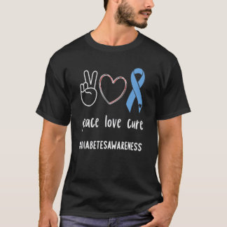 0 Fredlek Botemedel Diabetes Blått Band T1d Diabet T Shirt