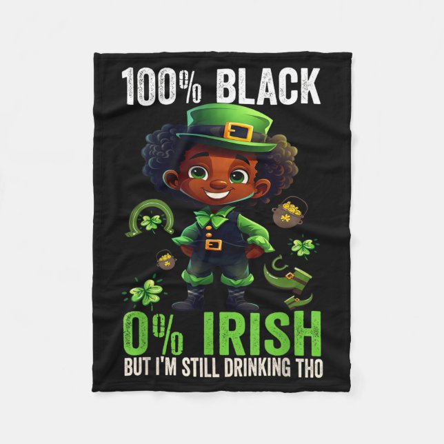 0% Irish 100% Black -funny St. Patricks Day Black  Fleecefilt (Framsidan)