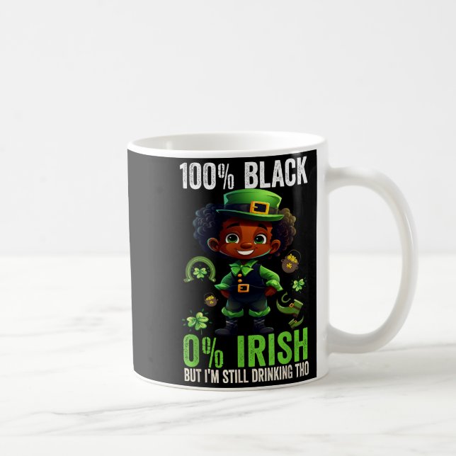 0% Irish 100% Black -funny St. Patricks Day Black  Kaffemugg (Höger)