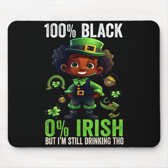 0% Irish 100% Black -funny St. Patricks Day Black  Musmatta (Framsidan)
