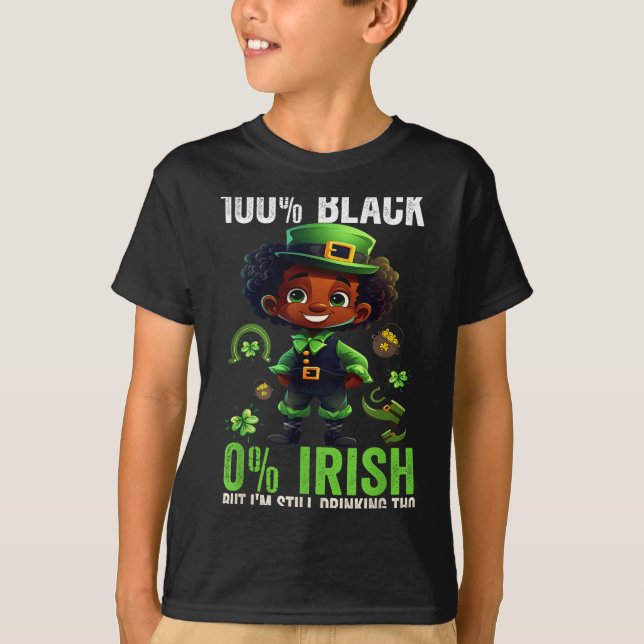 0% Irish 100% Black -funny St. Patricks Day Black  T Shirt (Framsida)