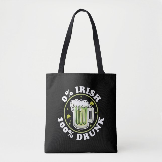 0 Irish 100 Drunk Grönt Beer Funny St Patrick s Tygkasse (Framsida)