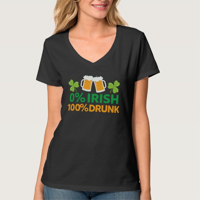 0 Irish 100 Drunk  Saint Patrick s Day Beer Mugs T Shirt (Framsida)
