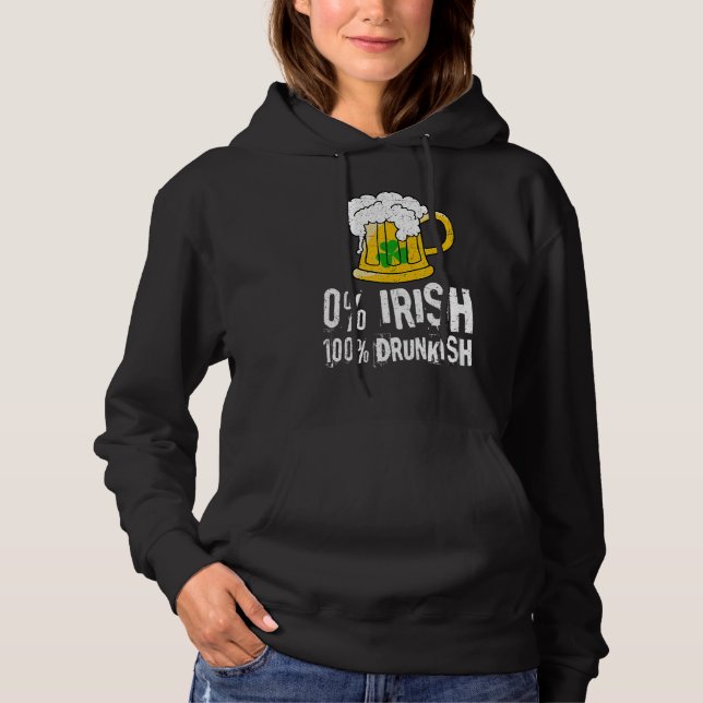 0 Irish 100 Drunkish Draft Beer Shamrock St Patric T Shirt (Framsida)