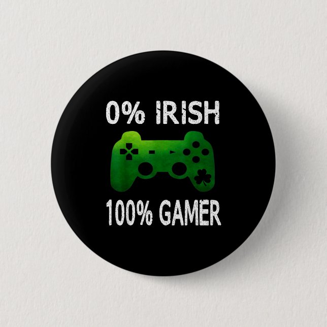 0% Irish 100% Gamer Funny St Patricks Day Video Ga Knapp (Framsida)