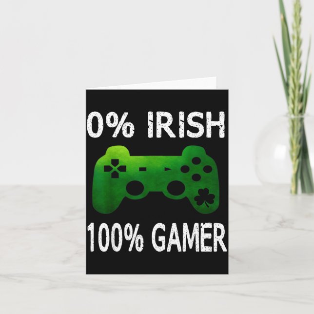 0% Irish 100% Gamer Funny St Patricks Day Video Ga Kort (Framsida)