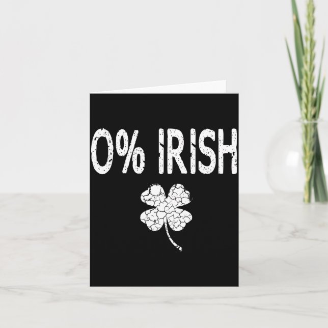 0% Irish Funny St. Patrick's Day Shamrock Men Wome Kort (Framsida)