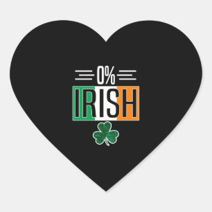 0 Irish St patricks day Irish Zero Percent Shmaroc Hjärtformat Klistermärke