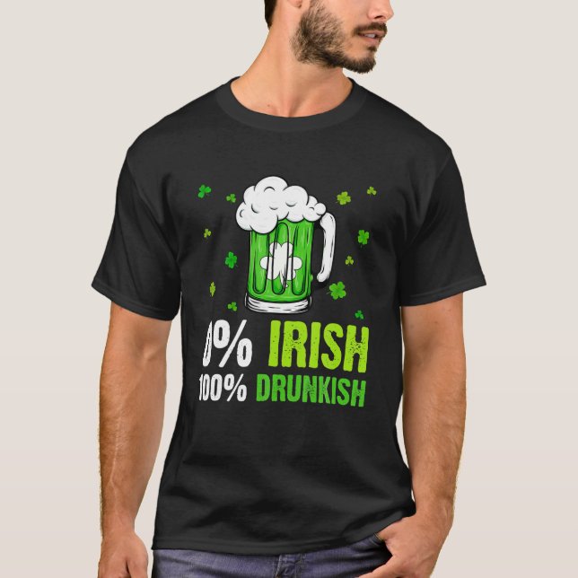 0 % irländskt 100 % drunkish Funny Drinking Älskar T Shirt (Framsida)