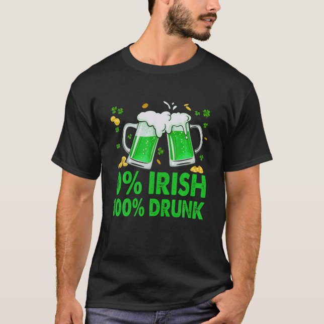 0 % irländskt, roligt St patricks day T Shirt (Framsida)