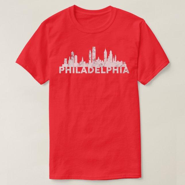0 Kärlek Philadelphia Skyline Downtown Cityscape P T Shirt (Design framsida)