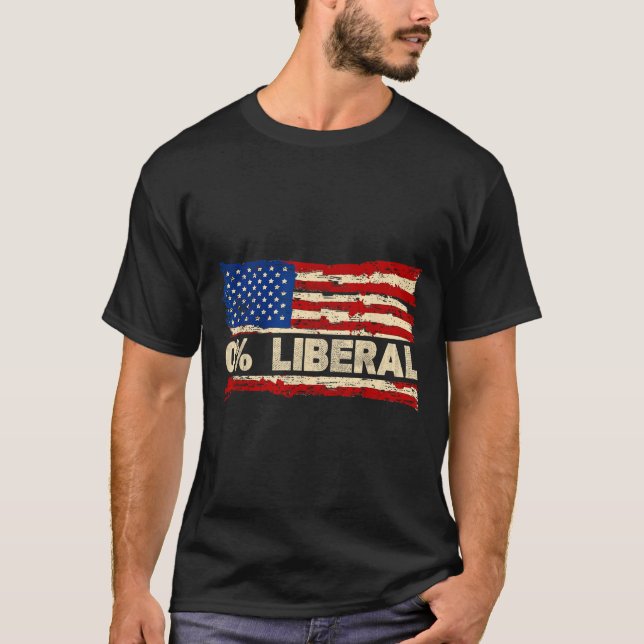 0% liberal noll procent liberal republikansk flagg t shirt (Framsida)