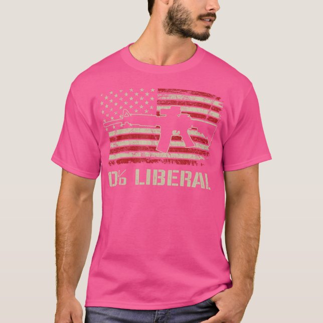 0 Liberal Zero Percent Ar15 USA flagga Funny Pro G T Shirt (Framsida)