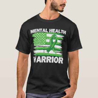0 Mental Health Warrior Amerikansk USA Flagga Män  T Shirt