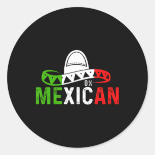 0 % mexikansk cinco De Mayo Fiesta Sombrero Funny Runt Klistermärke