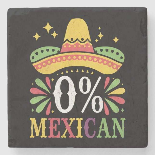 0% Mexikansk Noll Procent Rolig Cinco De Mayo Stenunderlägg (Framsidan)
