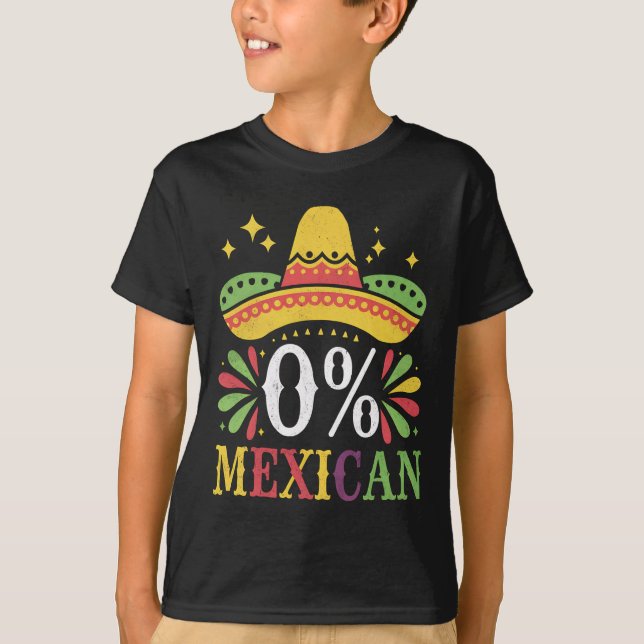 0% mexikansk noll procent rolig Cinco De Mayo T Shirt (Framsida)