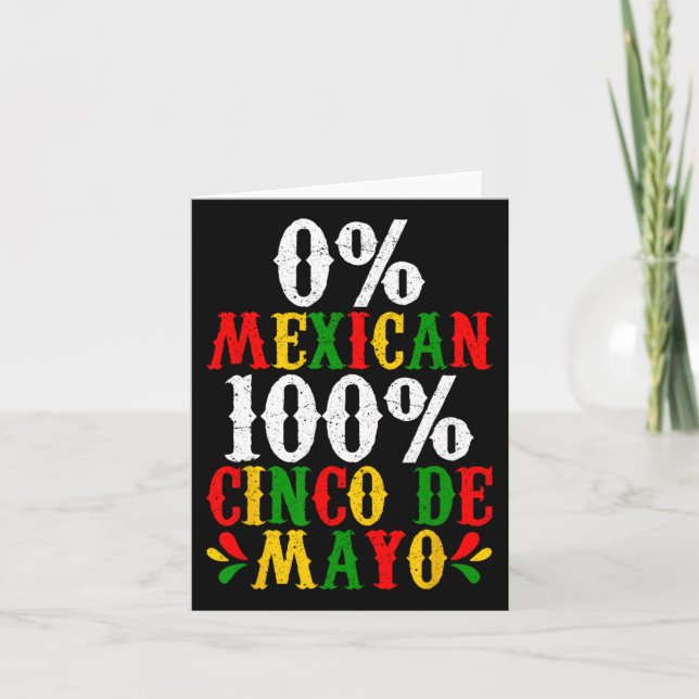 0 % mexikanska 100 % Cinco De Mayo Funny Fiesta Pa Kort (Framsida)
