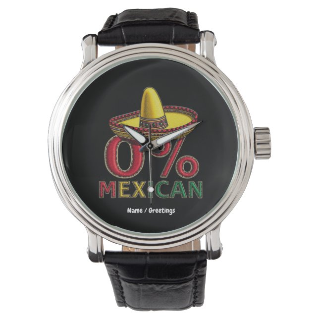 0 % mexikanskt Funny Cinco De Mayo-Superskoj Armbandsur (Framsida)