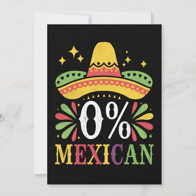 0 % mexikanskt zero Percent Funny Cinco De Mayo Inbjudningar (Framsida)