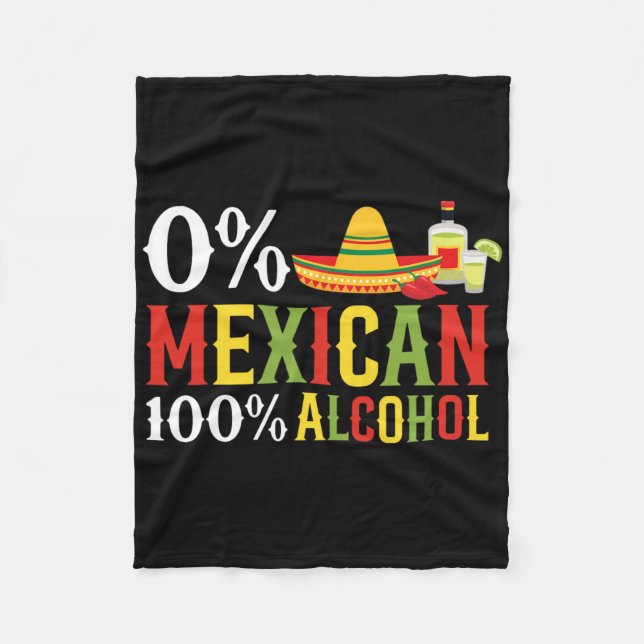 0% Percent Mexican 100% Tequila Sombrero Cinco De  Fleecefilt (Framsidan)