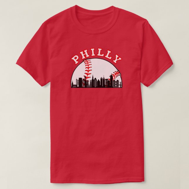 0 Philly Baseball Shirt Philly PA Cityscape Skylin T (Design framsida)