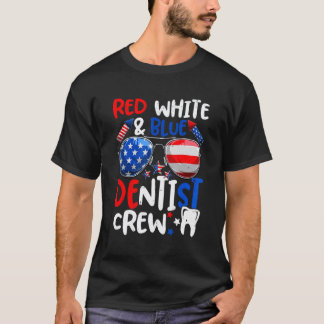 0 Röd Vit Blå Tandläkare Besättning Amerikansk Fla T Shirt