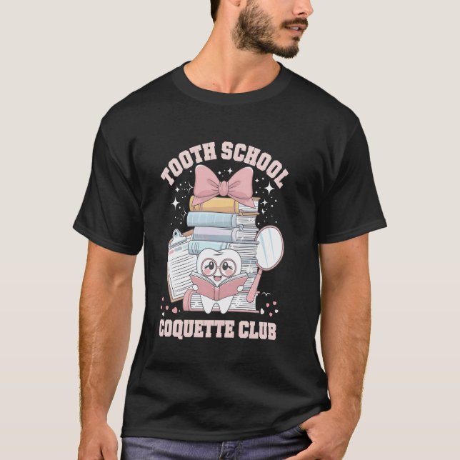0 Söt Rosa Tandläkare Tänder Bow T-shirt (Framsida)