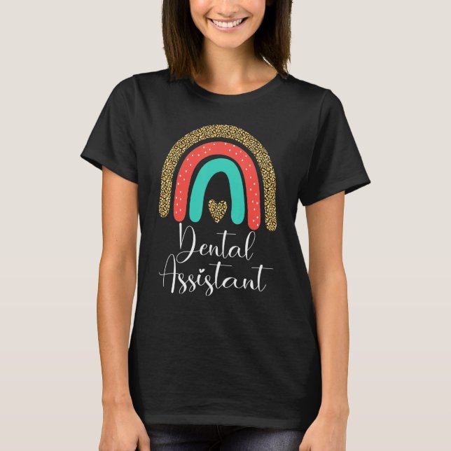0 Tandläkarassistent Leopard RDA-assistent Tandläk T Shirt (Framsida)