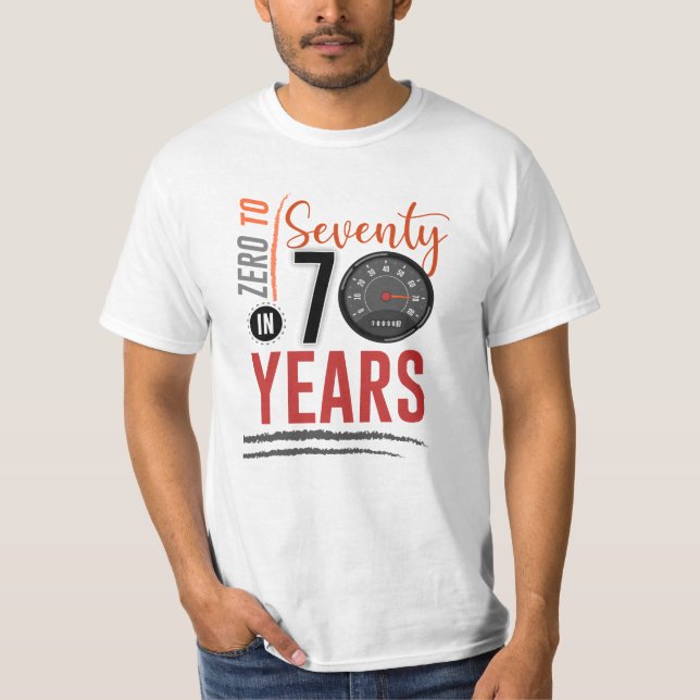 0 till 70 på 70 års födelsedagsfirande t shirt (Framsida)