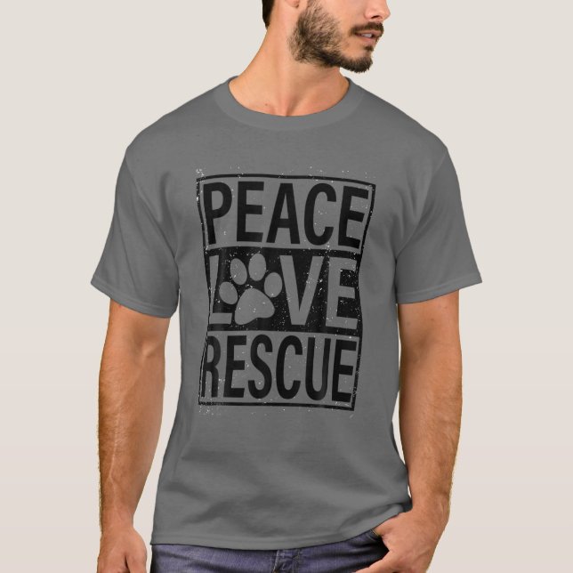 0Dbl Peace Kärlek Rädding Pet Hund Cat Rädding Ani T Shirt (Framsida)