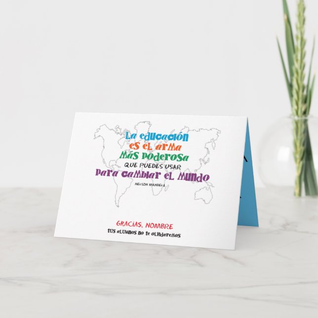 1º dame nombres. La educación cambia el mundo.  Kort (Framsida)