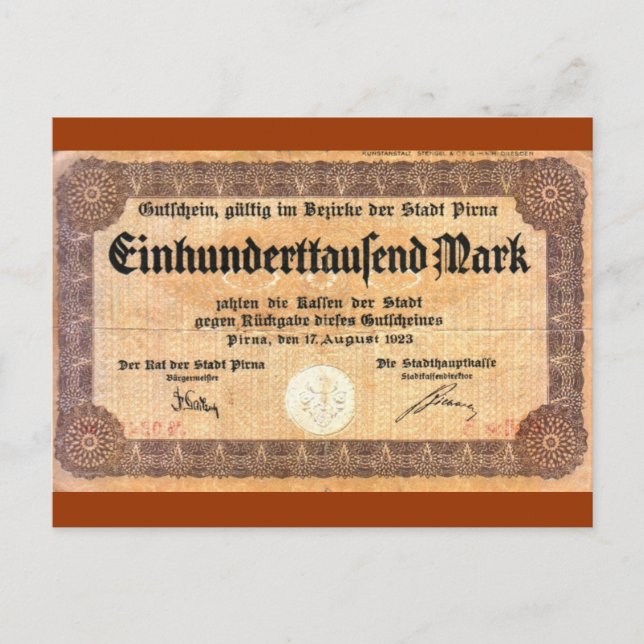 100000 mark vykort (Framsida)