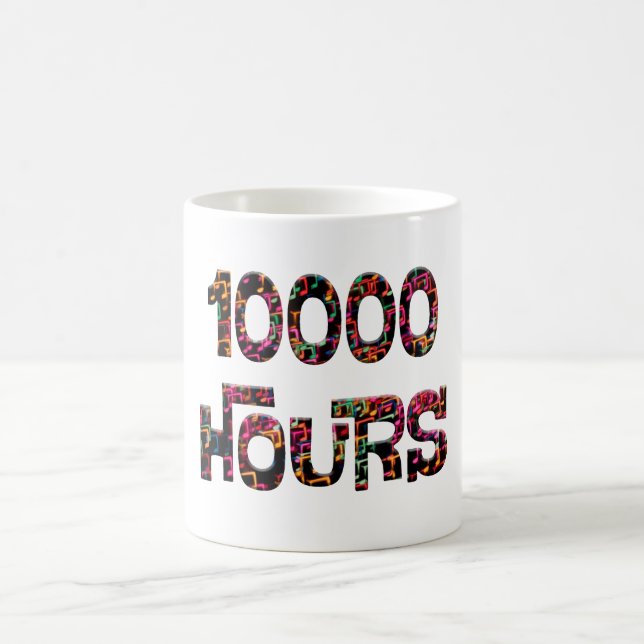 10000 hours with an overlay of bokeh musical notes kaffemugg (Center)